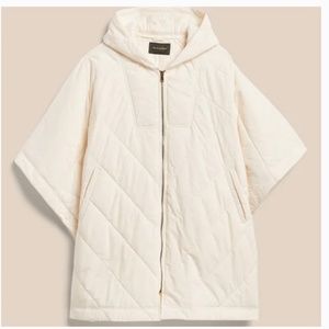 Banana Republic Zip-Up Cream/Beige Quilted Poncho S/M Bloggers Favorite